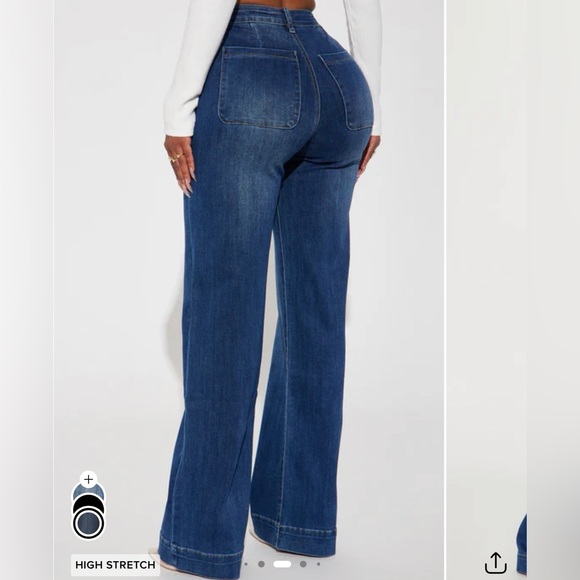 Fashion Nova baggy straight leg dark blue jeans - Picture 2 of 6